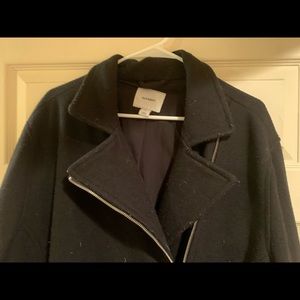 Old navy wool asymmetrical zipper mid length black coat